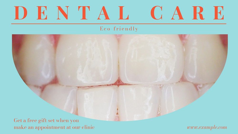 Dental care set  blog banner template, editable text