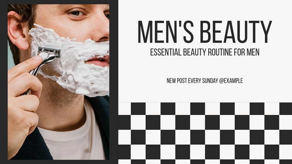 Men's beauty  blog banner template, editable text