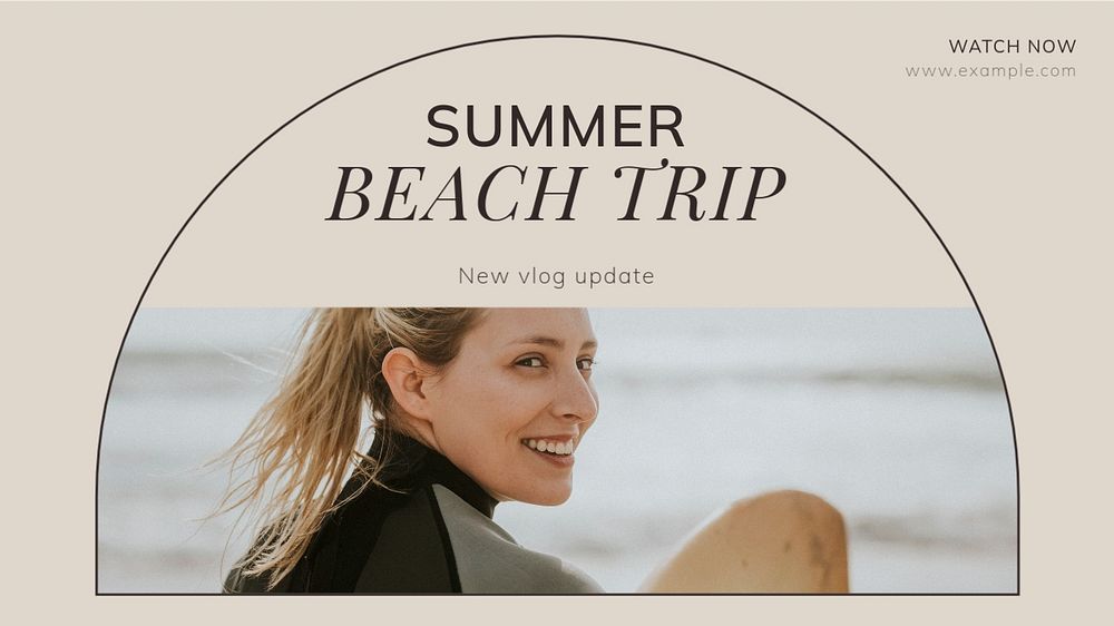 Summer beach trip  blog banner template, editable text