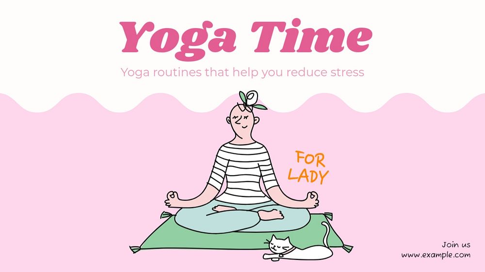 Yoga time  blog banner template, editable text