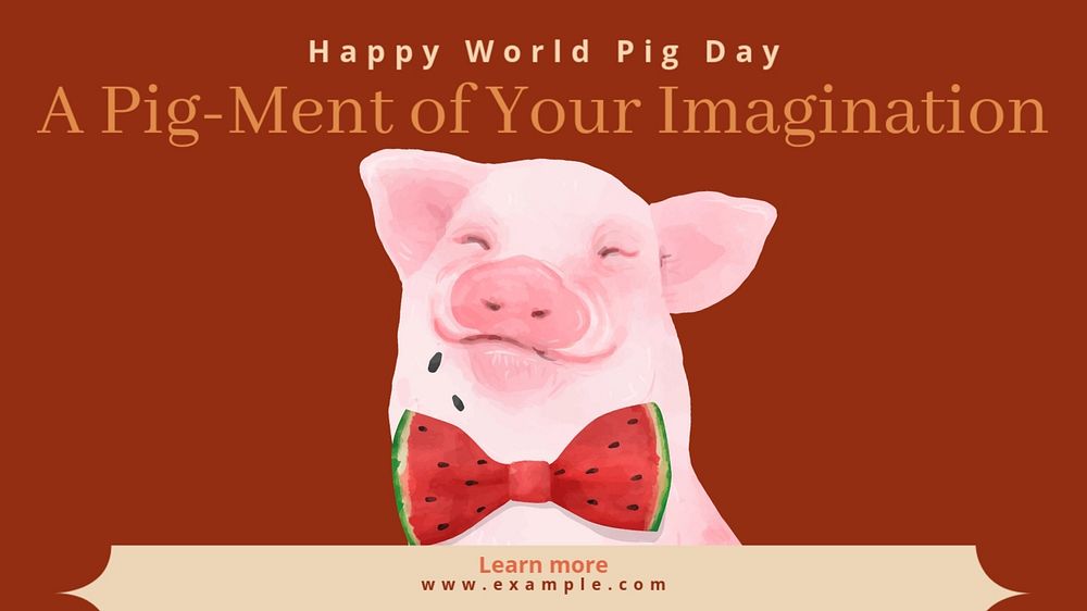 World pig day blog banner template, editable text