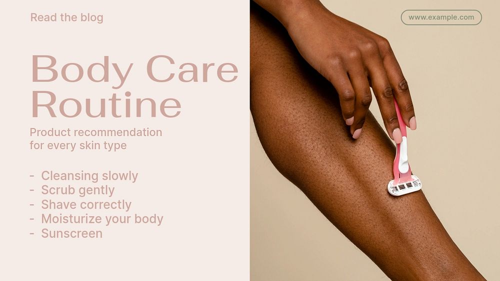 Body care routine  blog banner template, editable text