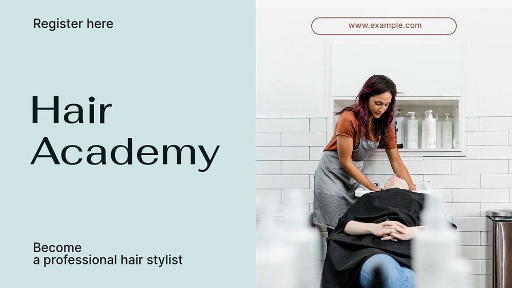 Hair academy  blog banner template, editable text