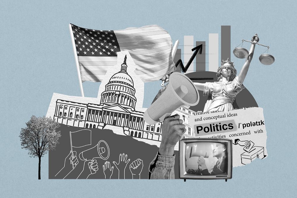 American politics, social issues paper collage, editable design