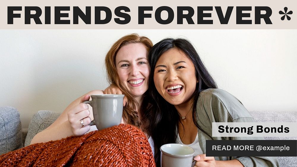 Friends forever  blog banner template, editable text