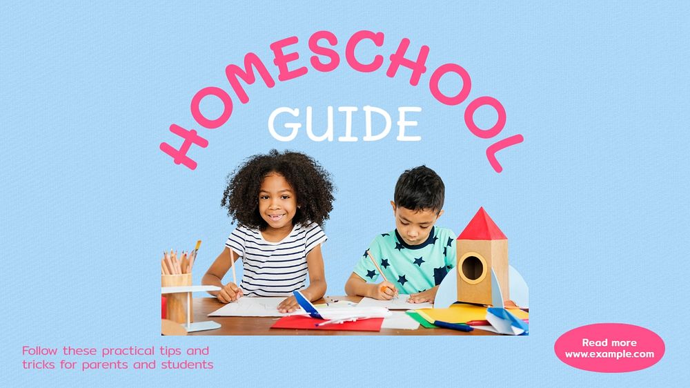 Homeschool guide  blog banner template, editable text