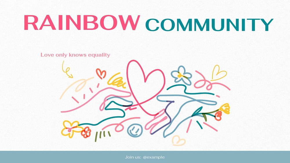 LGBTQ rainbow community  blog banner template, editable text