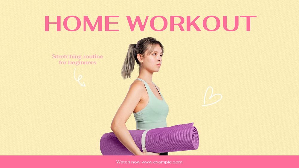 Home workout  blog banner template, editable text