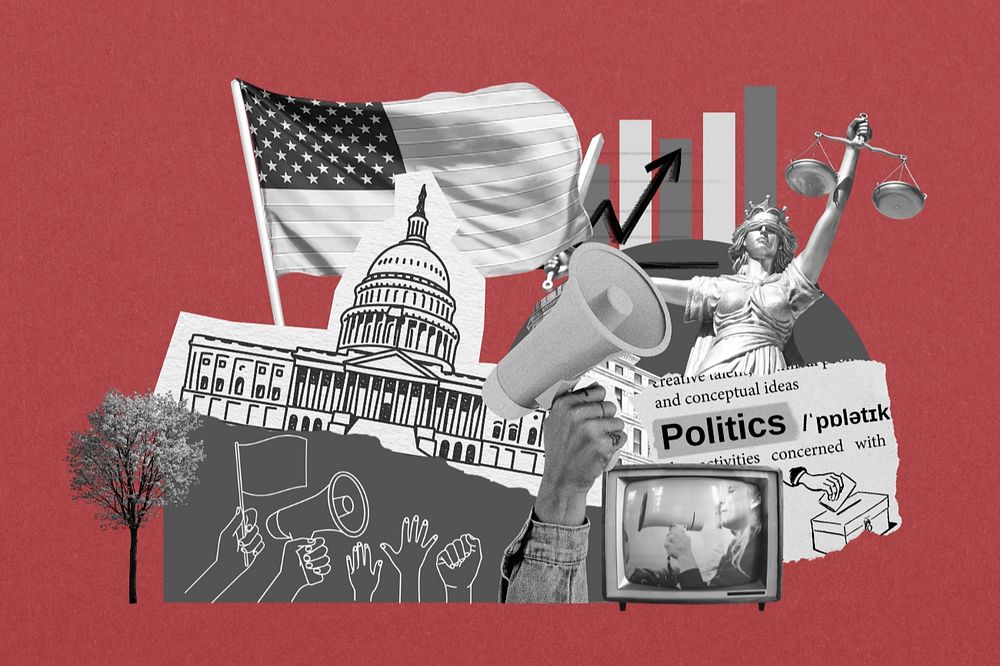 American politics, social issues paper collage, editable design