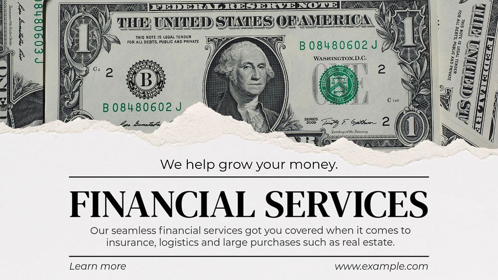 Financial services  blog banner template, editable text