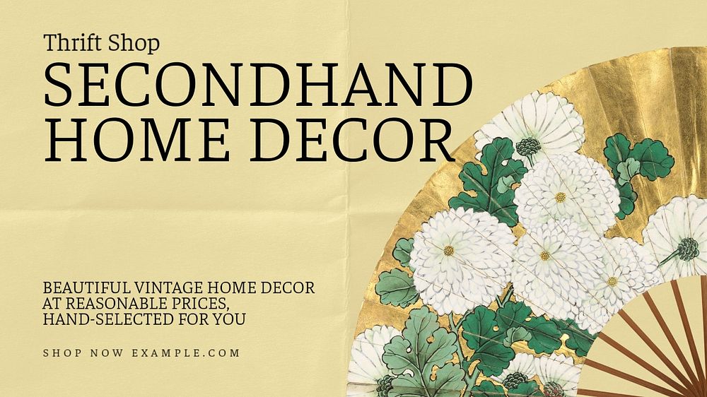 Secondhand decor shop  blog banner template, editable text