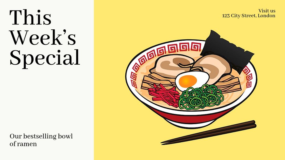 Ramen food  blog banner template, editable text