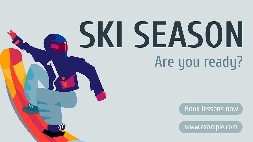 Ski lesson   blog banner template, editable text