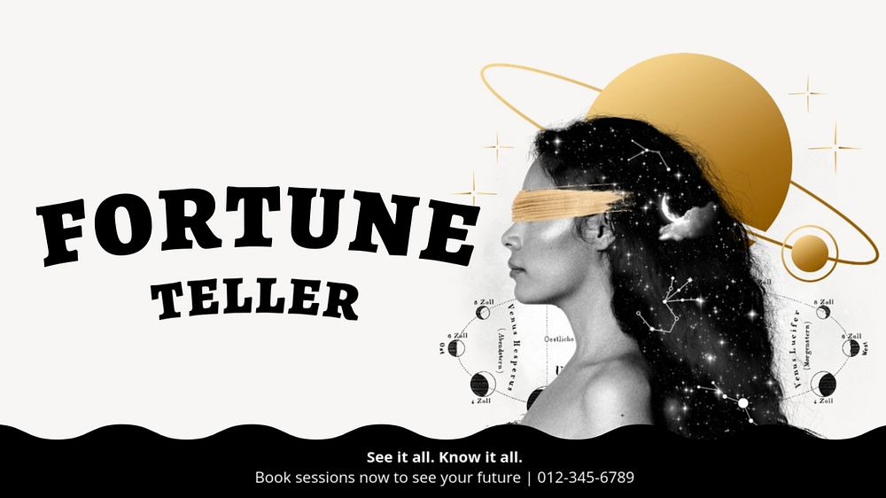 Fortune teller   blog banner template, editable text