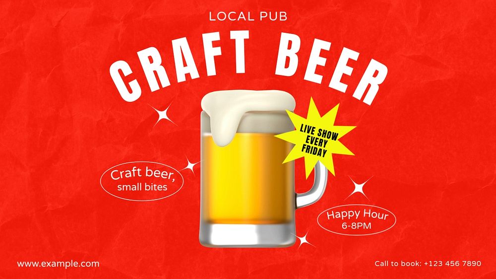 Craft beer  blog banner template, editable text