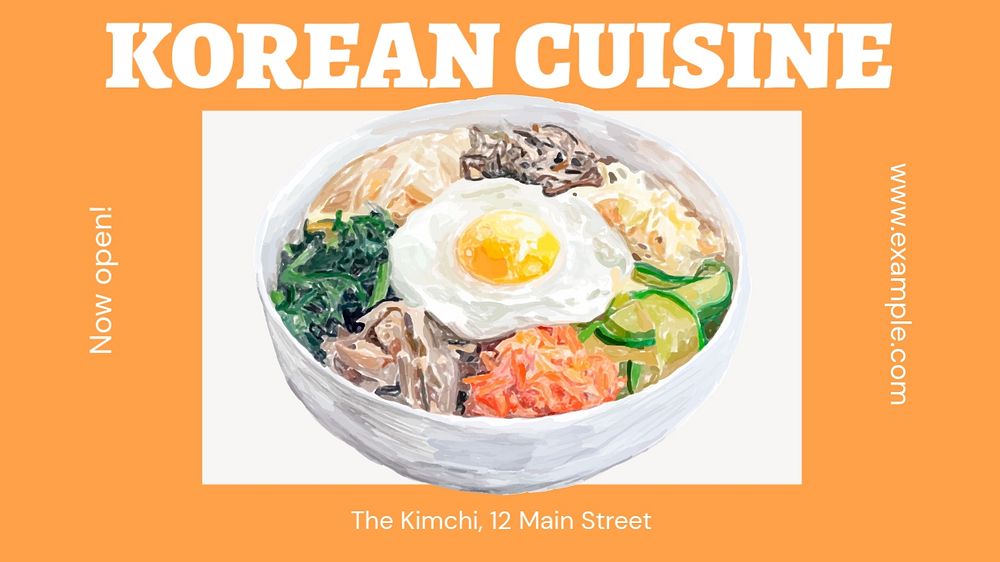 Korean cuisine  blog banner template, editable text