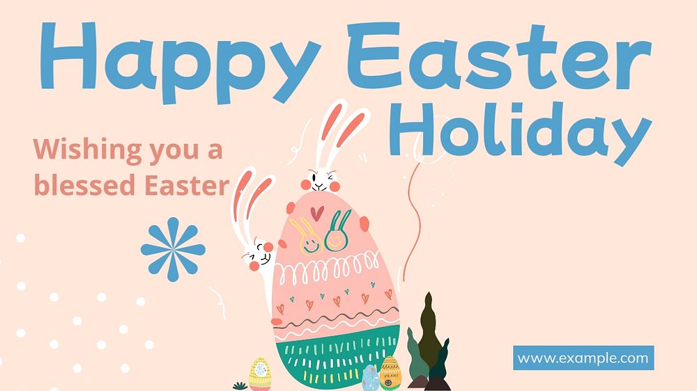 Happy Easter blog banner template, editable text