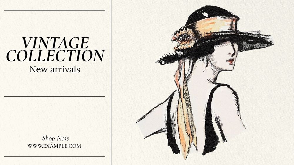 Vintage collection  blog banner template, editable text