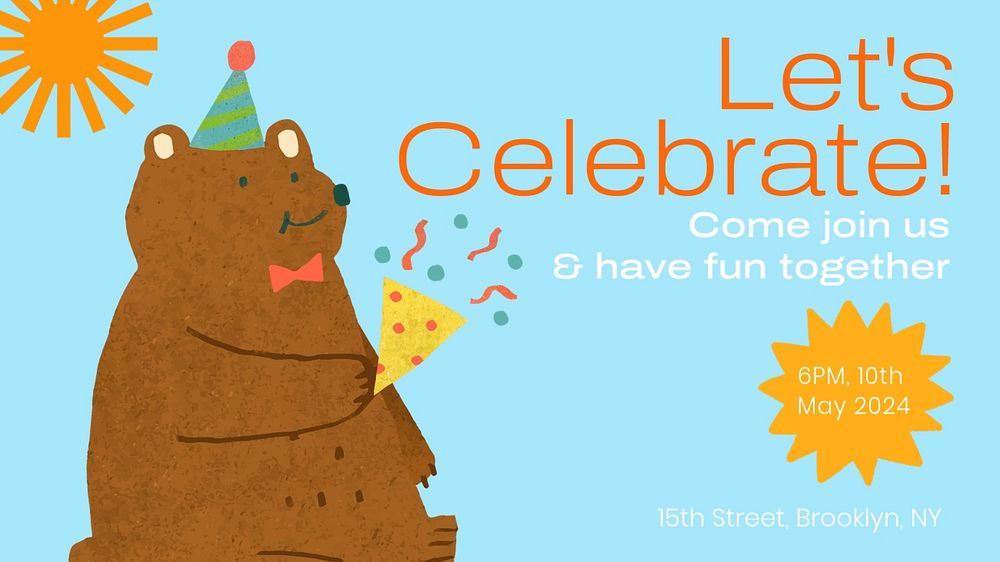 Let's celebrate!  blog banner template, editable text