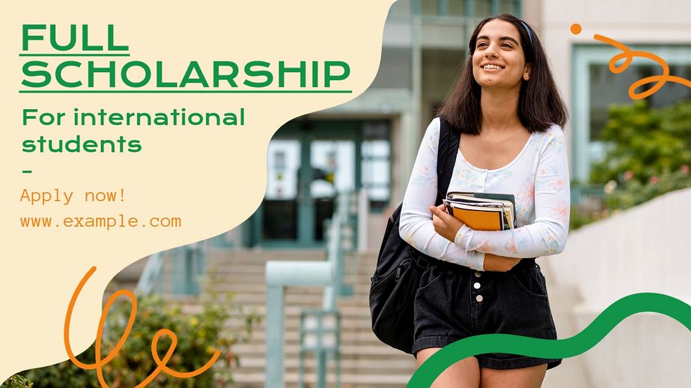 Full scholarship  blog banner template, editable text