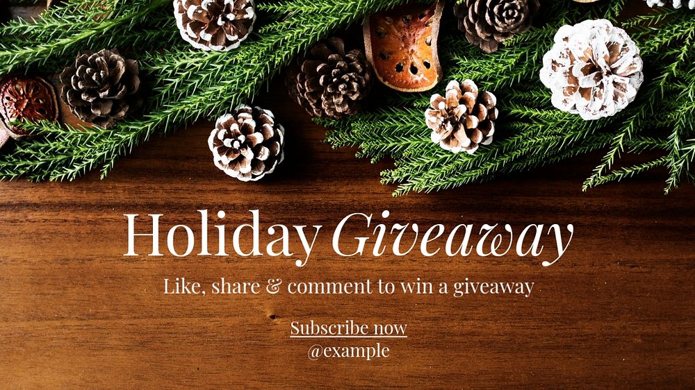 Holiday giveaway  blog banner template, editable text