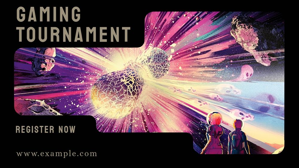 Gaming tournament blog banner template, editable text