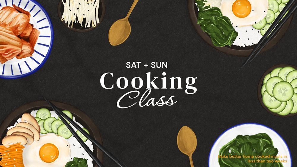 Cooking class blog banner template, editable text