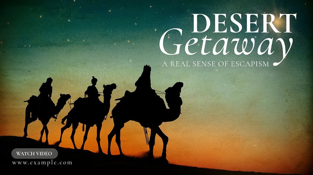 Desert getaway blog banner template, editable text