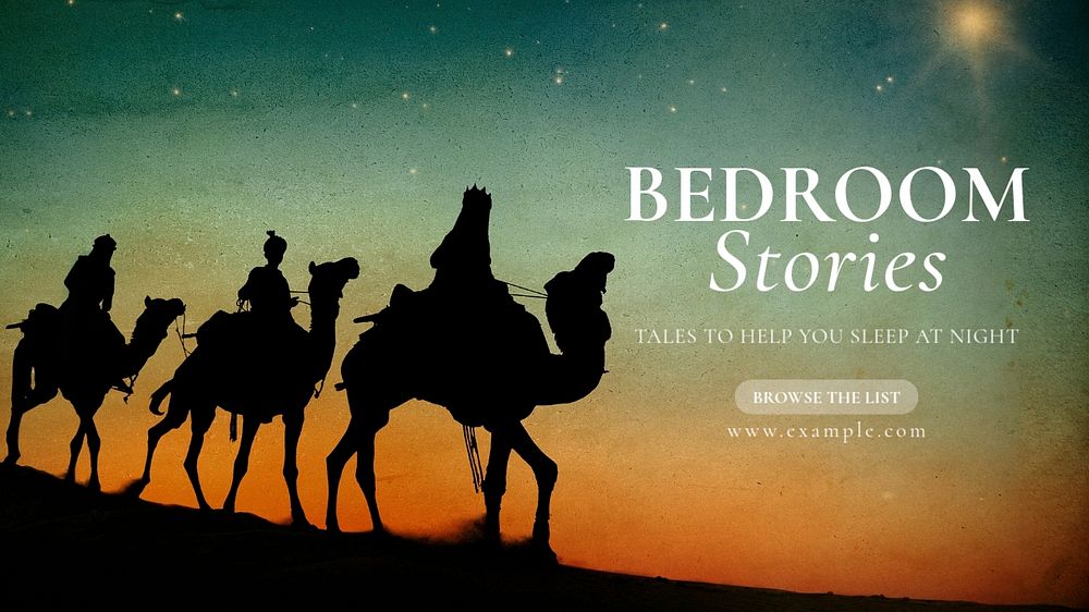 Bedroom stories blog banner template, editable text