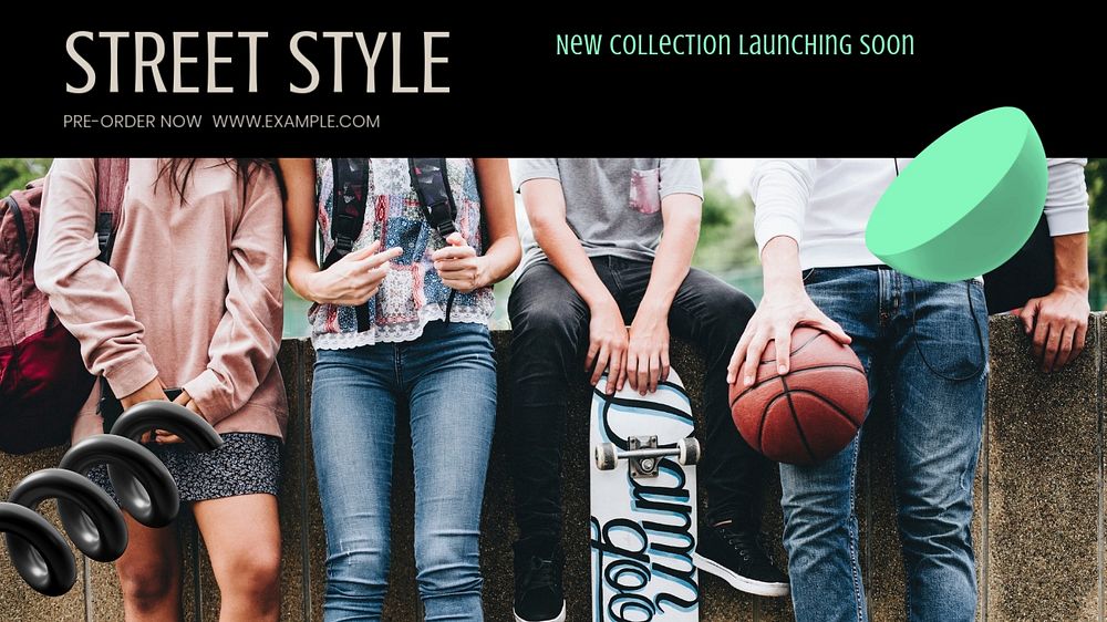 Street style  blog banner template, editable text