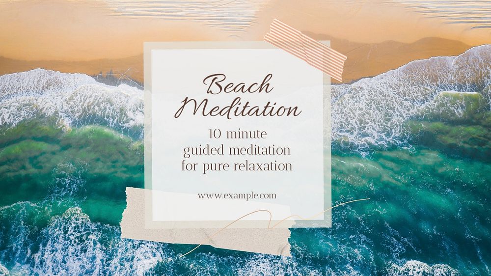 Beach meditation  blog banner template, editable text