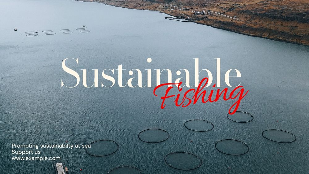 Sustainable fishing blog banner template, editable text