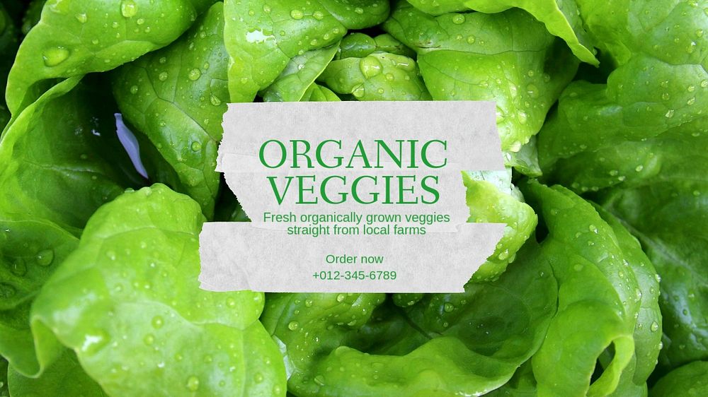 Organic veggies  blog banner template, editable text