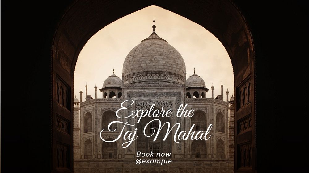 Taj Mahal blog banner template, editable text