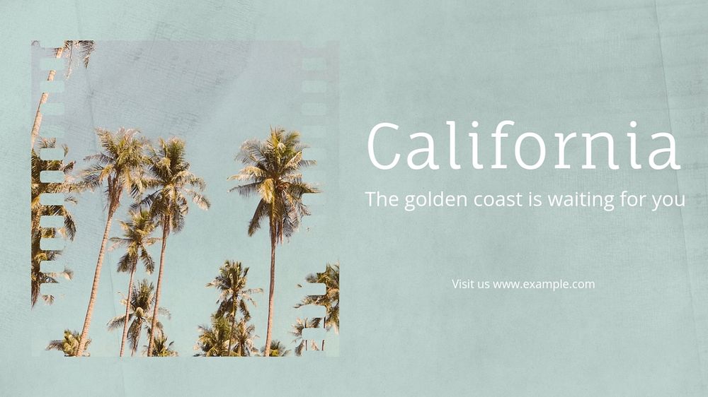 California travel  blog banner template, editable text