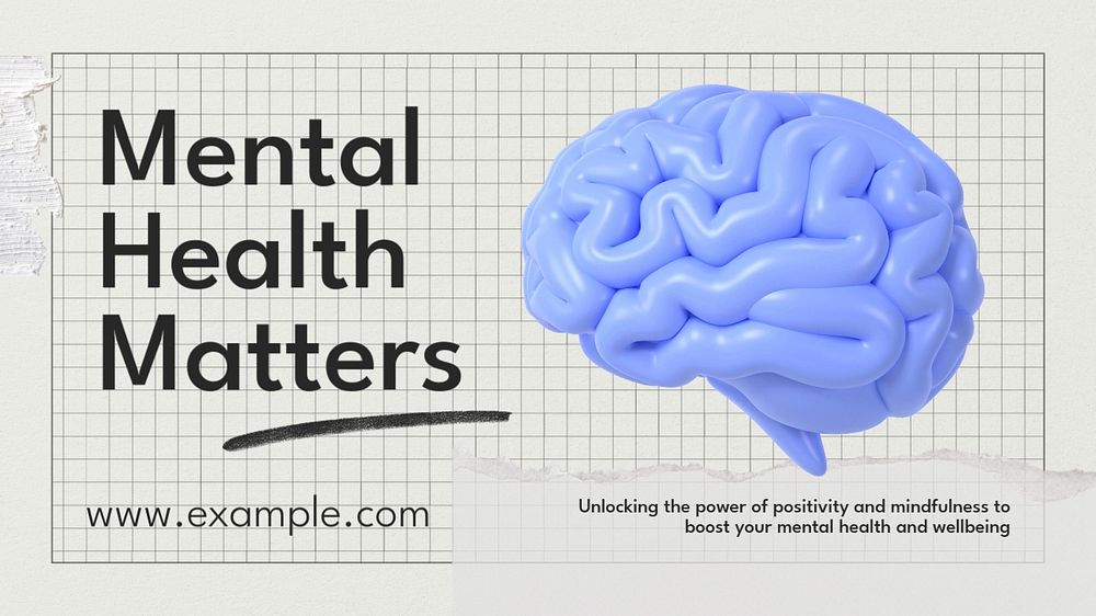 Mental health matters blog banner template, editable text