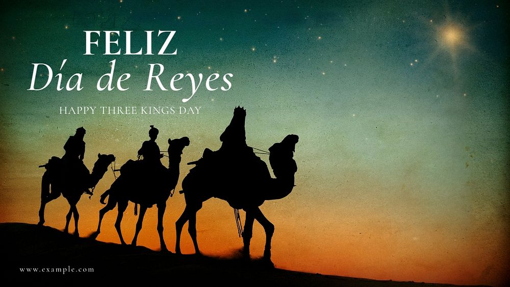 Three Kings Day blog banner template, editable text