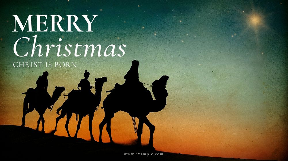 Merry Christmas blog banner template, editable text