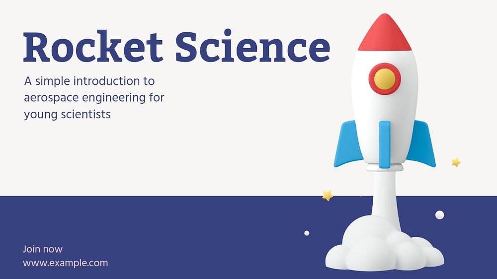 Rocket science blog banner template, editable text