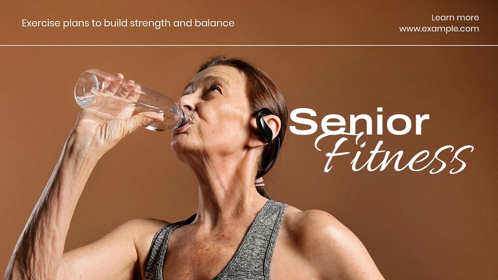 Senior fitness blog banner template, editable text