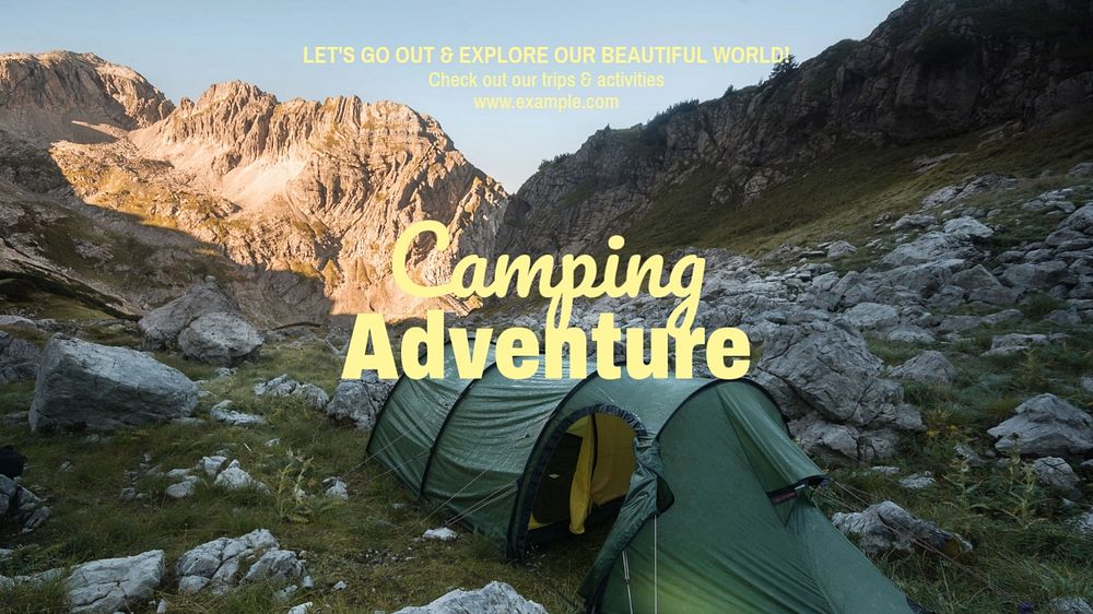 Camping adventure blog banner template, editable text