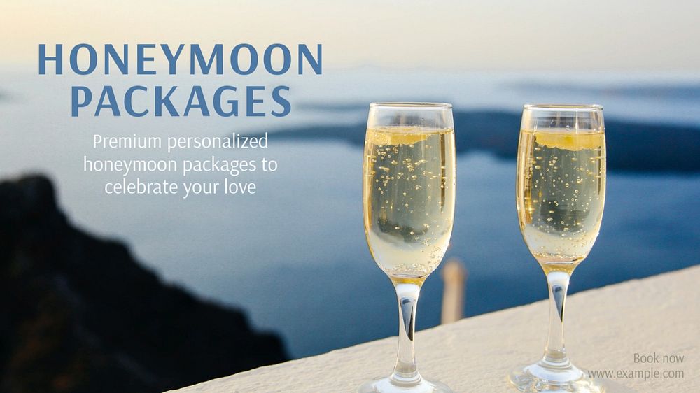 Honeymoon packages blog banner template, editable text