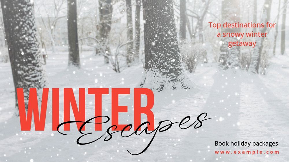 Winter getaway blog banner template, editable text