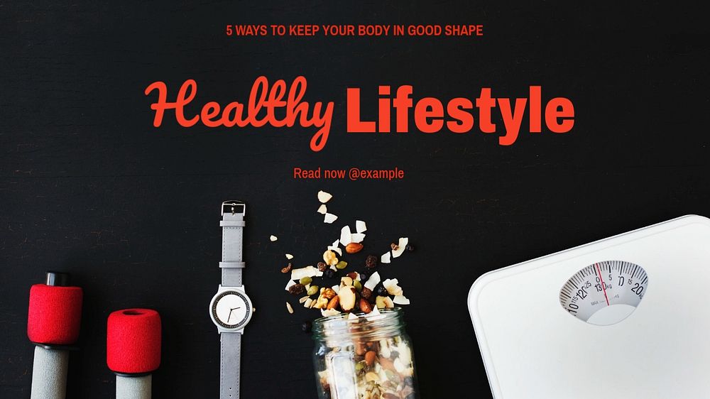 Healthy Lifestyle blog banner template, editable text