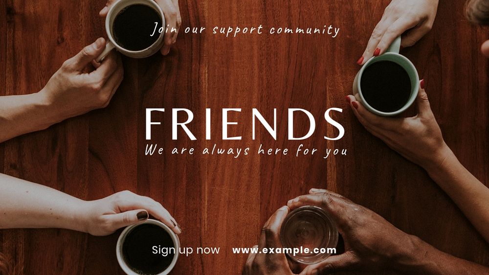 Friends, support community blog banner template, editable text