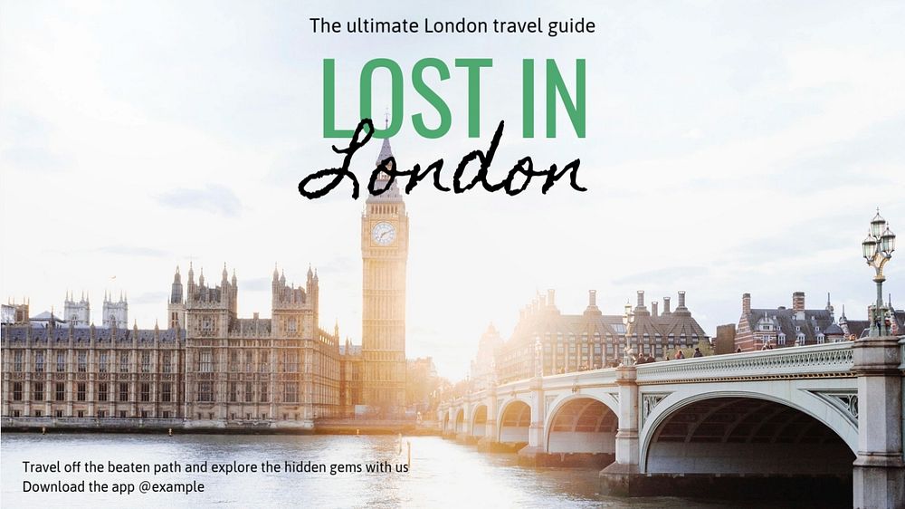 London travel guide blog banner template, editable text