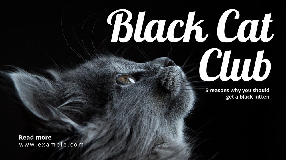 Black cat club blog banner template, editable text