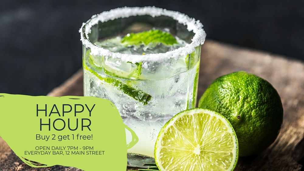 Happy hour  blog banner template, editable text