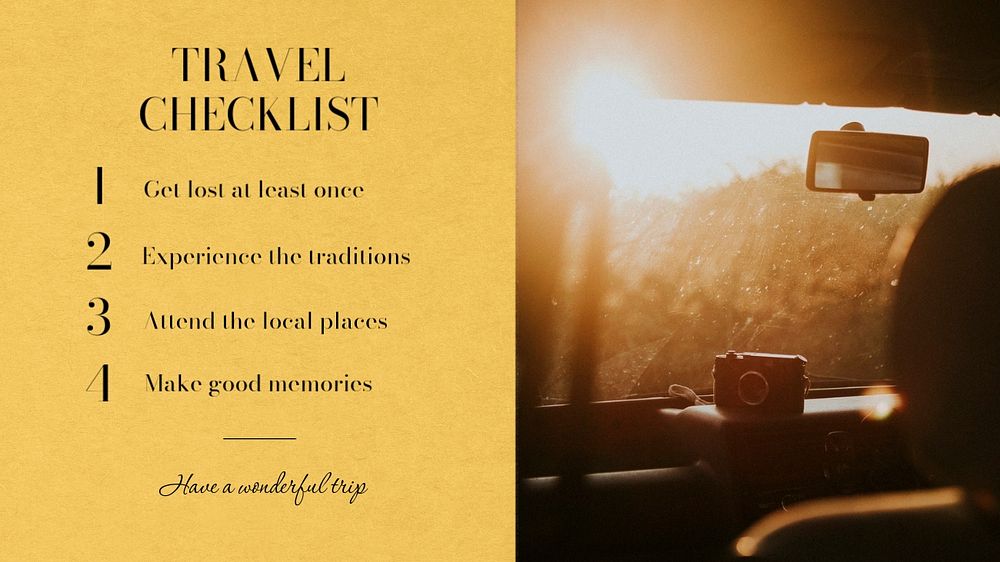 Travel checklist  blog banner template, editable text