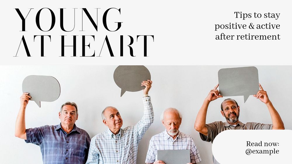 Young at heart blog banner template, editable text